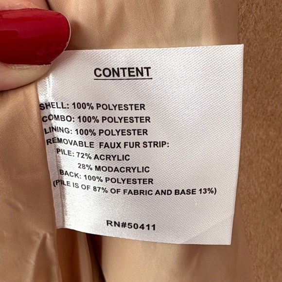 Nine West Tan Coat with Faux Fur Hood Size XXL - Picture 15 of 15